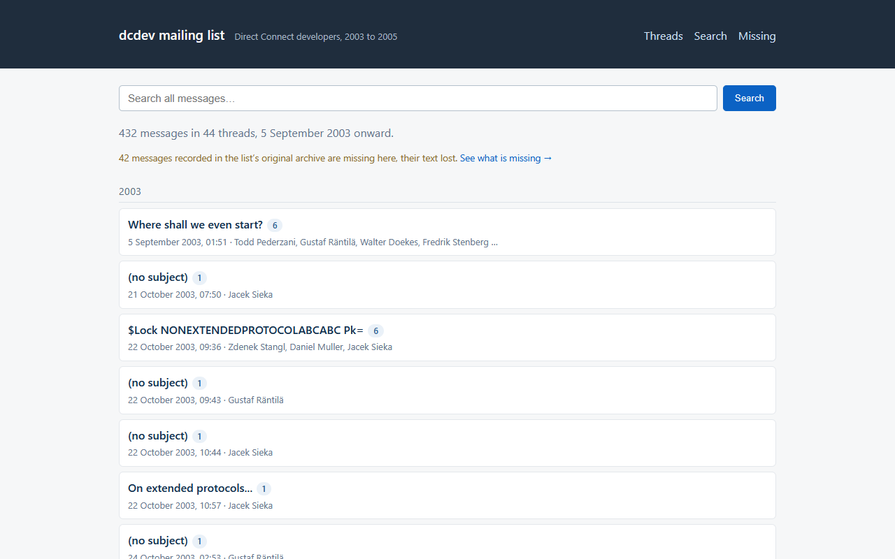 dcdev mailing list